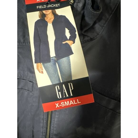 Gap Women's Utility Field Jacket Midnight Blue Full Zip Pockets XS 100% Cotton - Picture 3 of 4